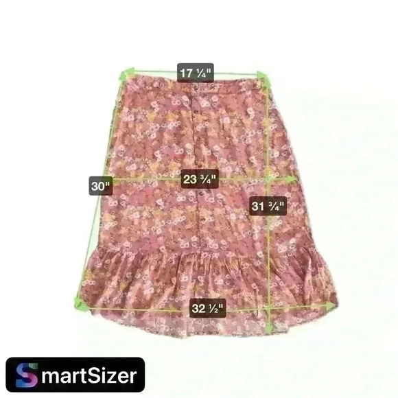 SO Cute Floral on Peach/Pink background, Button front,flare Ruffle Hem - Picture 7 of 7